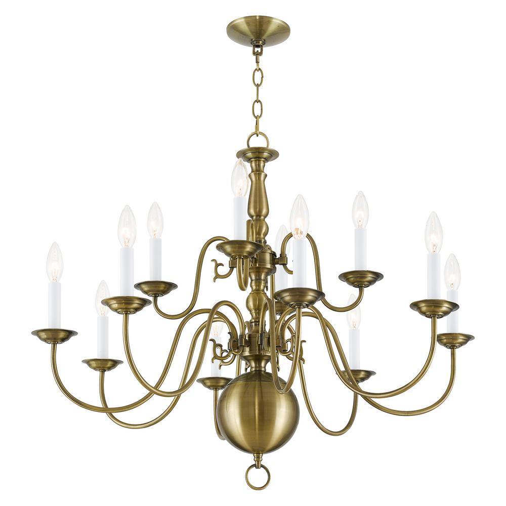 Antique Brass 12-Light Traditional Candle Chandelier