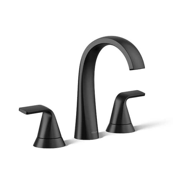 Cursiva 8 in. Widespread 2-Handle Bathroom Faucet in Matte Black