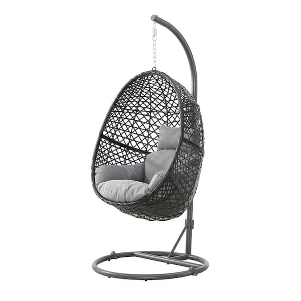 Unbranded Patio PE Rattan Swing Chair With Soft Cushion for Balcony, Courtyard, Elegant Grey, Good Choice To Stay Alone and Relax