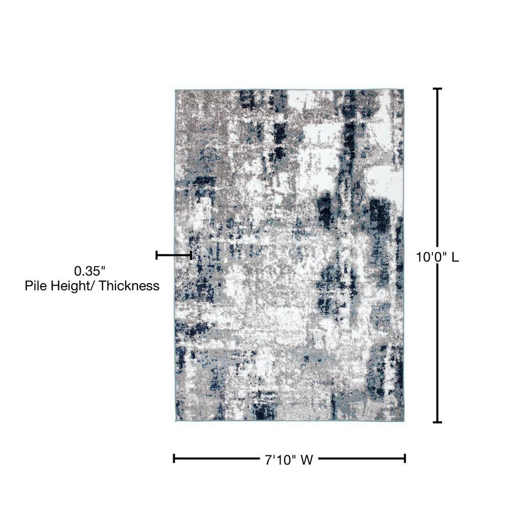 Abstract Blue Tufted Synthetic 7' 10" x 10' Area Rug