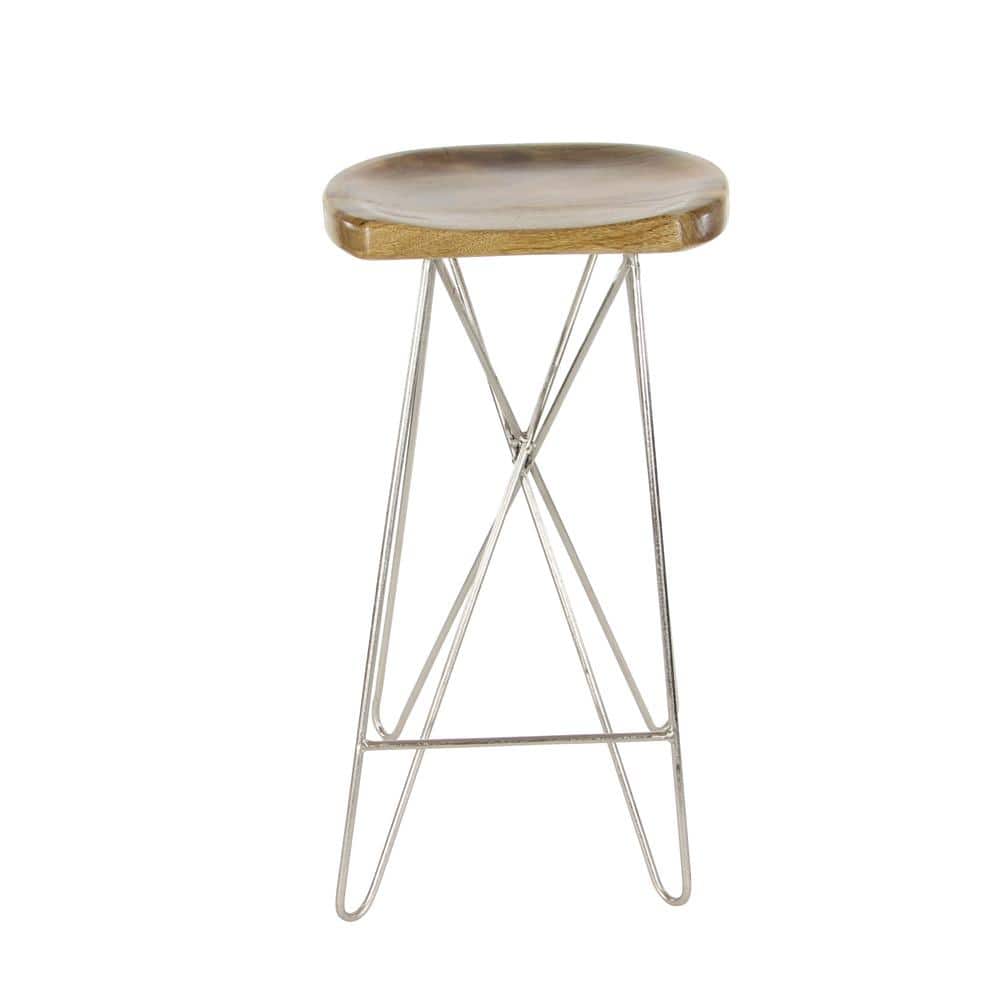 Adjustable Saddle-Style 30" Bar Stool in Brown Wood and Acrylic