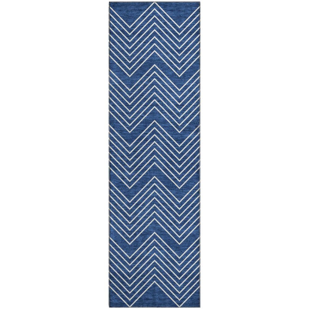 Mayfield Premium Machine Washable Abstract AMF2390 Navy 2 ft. x 7 ft. Runner Rug price history on PriceWatchPro