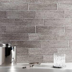 Rhythmic Stroke Matte Gray 2 in. x 9 in. Glazed Clay Subway Wall Tile (4.63 sq. ft./Case)