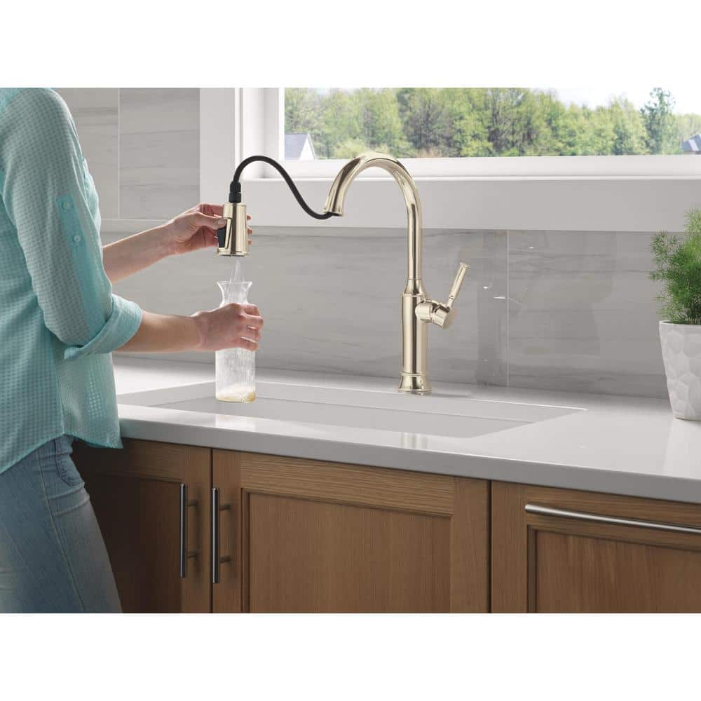 Polished Nickel Single Handle Pull Down Kitchen Faucet