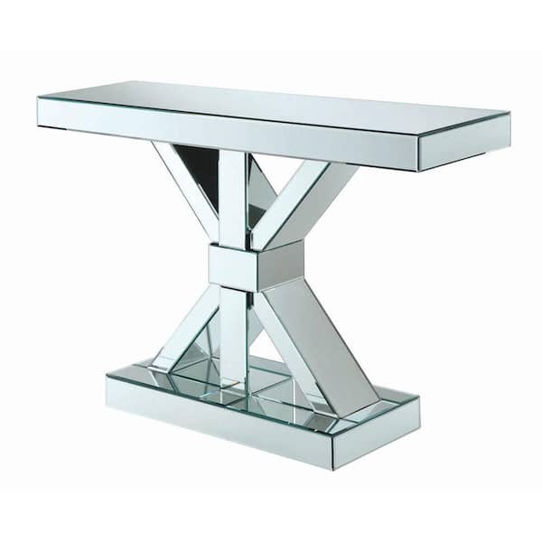Coaster Lurline 47 in. Clear Mirror Rectangle Glass Top Console Table with X-shaped