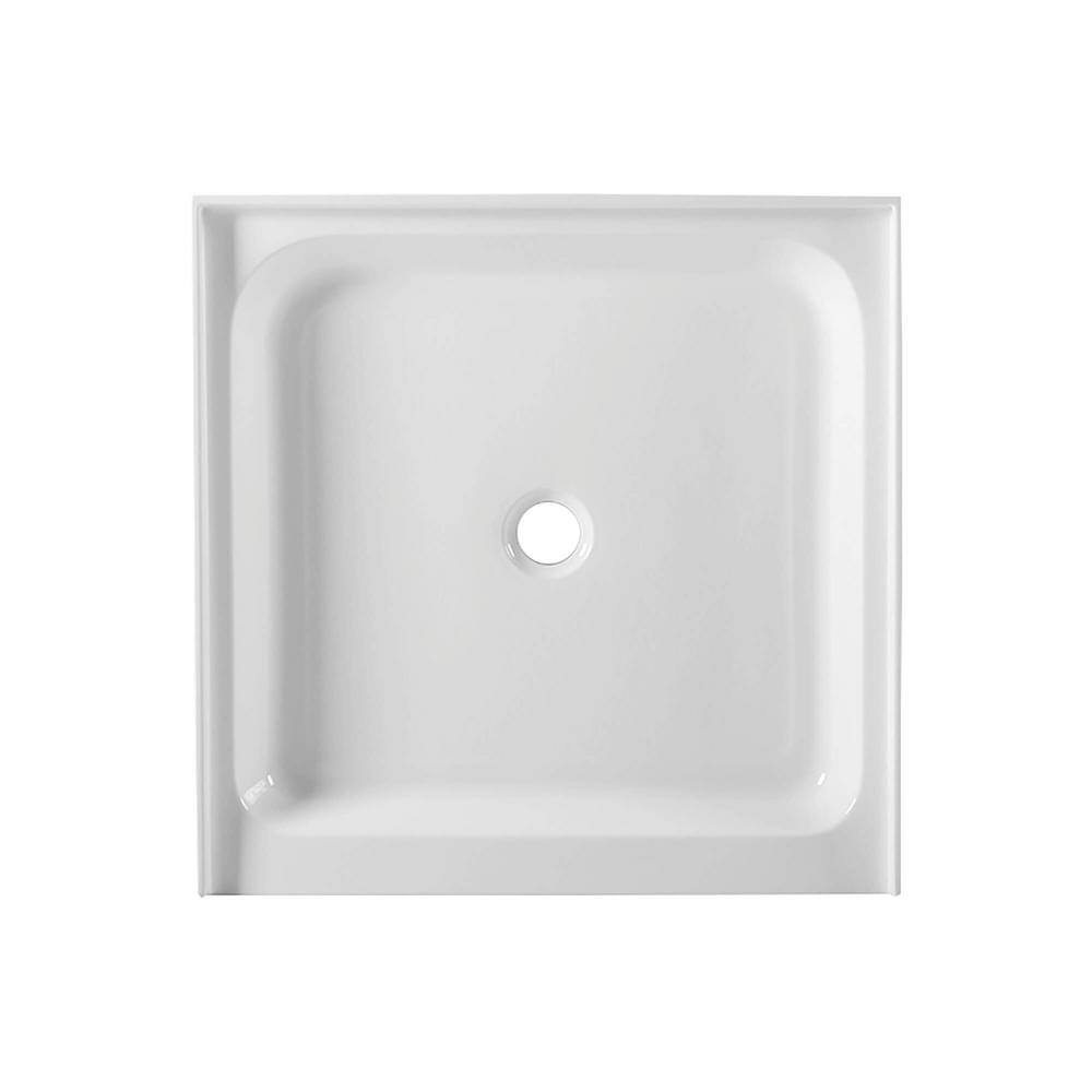 36" White Acrylic Single Shower Base with Non-Slip Surface