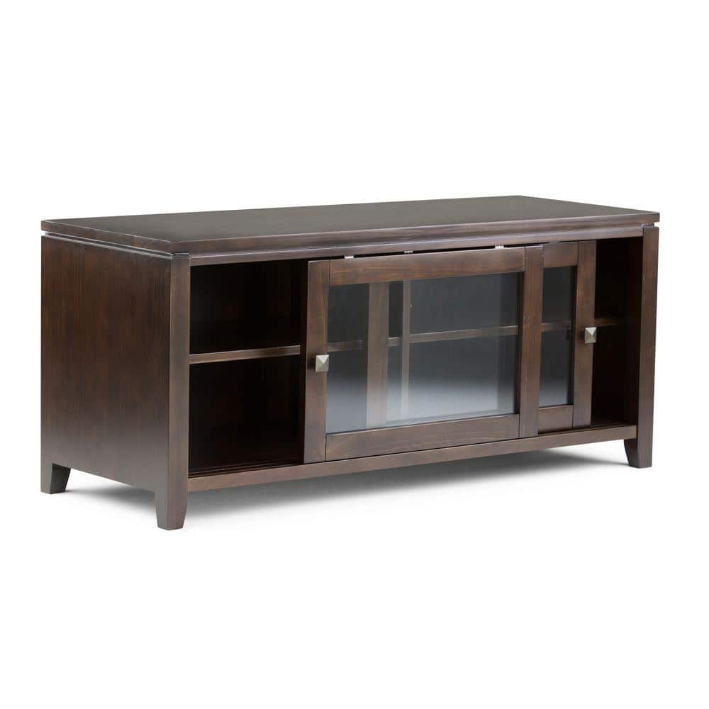 Cosmopolitan Mahogany Brown Solid Wood TV Stand with Cabinet