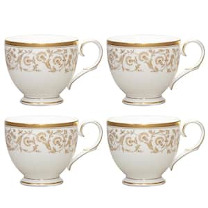 Summit Gold 7 fl. oz. (White) Bone China Tea Cups, (Set of 4)