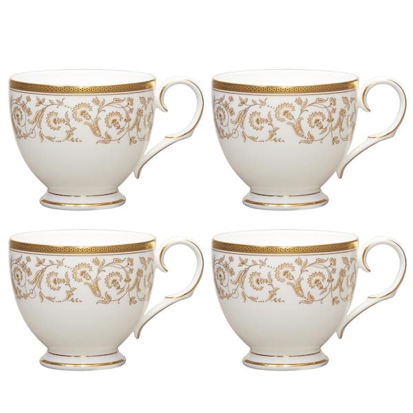 Summit Gold 7 fl. oz. (White) Bone China Tea Cups, (Set of 4)