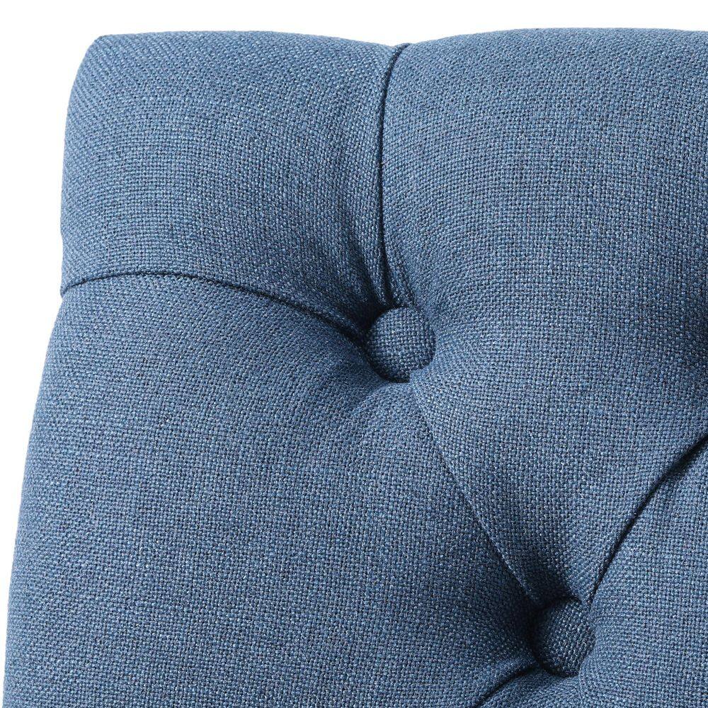 Blue Linen Upholstered Button Tufted Parsons Side Chair Set