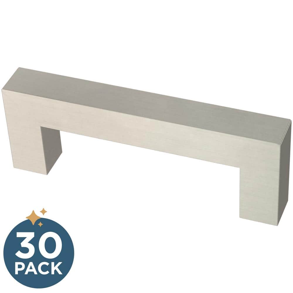 30-Pack Simple Modern Square 3 in. (76 mm) Modern Cabinet Drawer Pulls in S