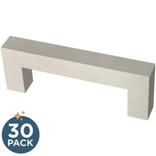 Franklin Brass 30-Pack Simple Modern Square 3 in. (76 mm) Modern Cabinet Drawer Pulls in Stainless Steel