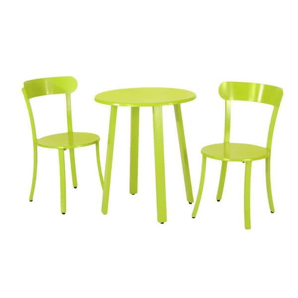 Anky Green 3-Piece Metal Round 27.75 in. H Outdoor Bistro Set
