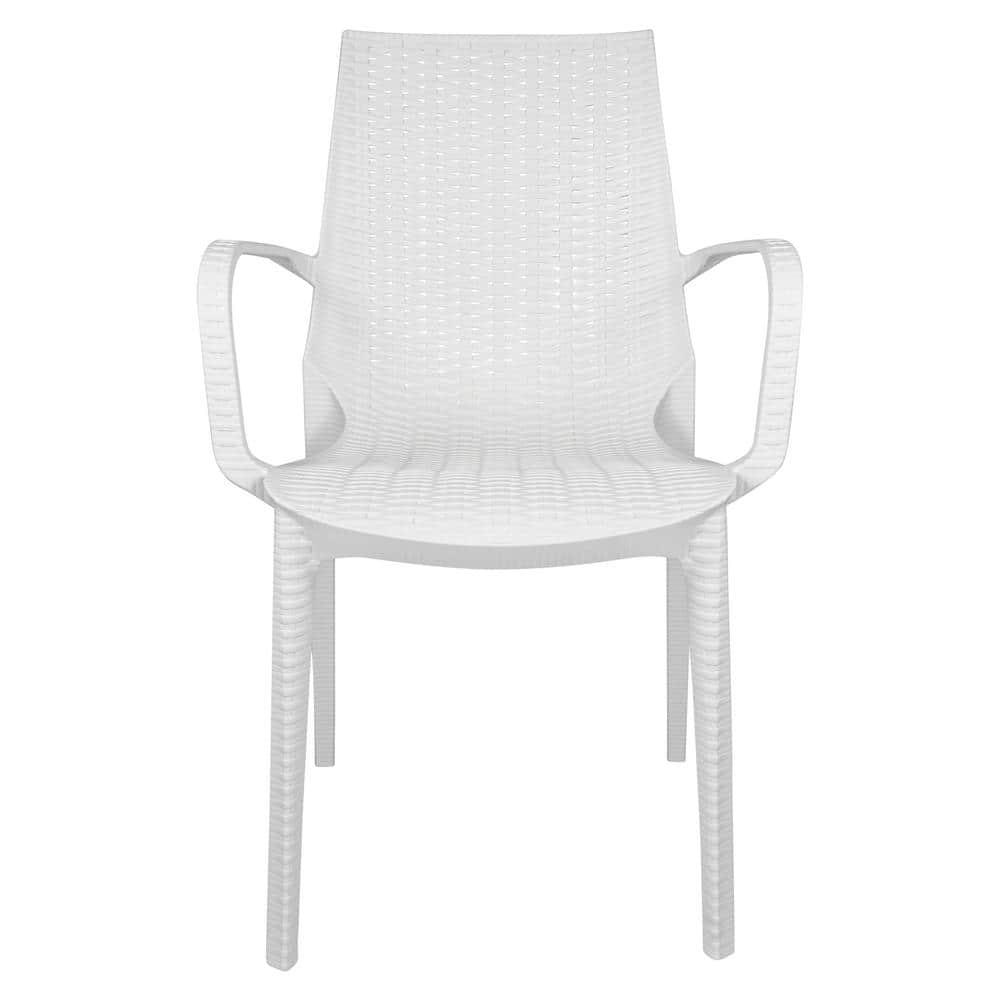 Kent Modern White Polypropylene Outdoor Dining Chair Set