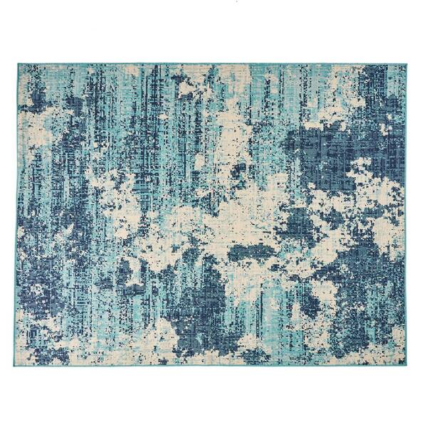 Noble House Oxbow Blue/Ivory 8 ft. x 10 ft. Indoor/Outdoor Patio Area Rug