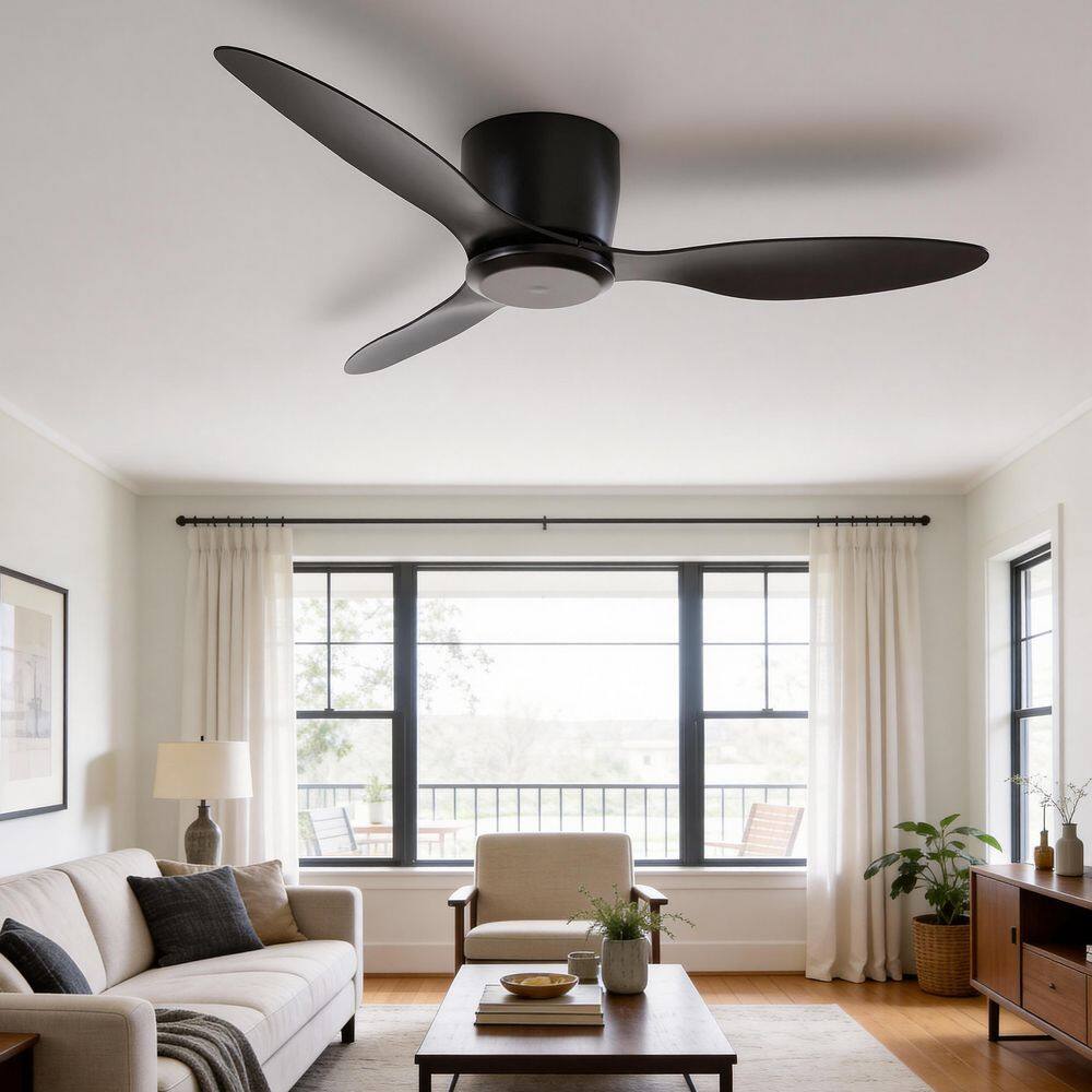 52 in. Matte White Modern Flush Mount Ceiling Fan with Remote Included price history on PriceWatchPro