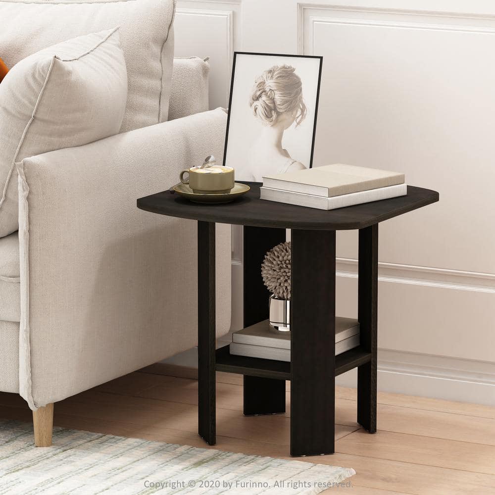 Espresso Wood End Table Set with Storage, 20"