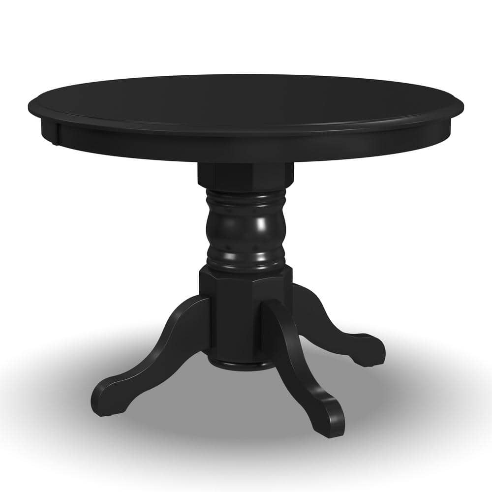 Classic Black 42" Round Wood Pedestal Dining Table