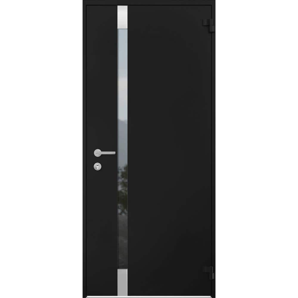 VDOMDOORS 36 in. x 80 in. Right-Hand/Outswing Tinted Glass Black Enamel ...