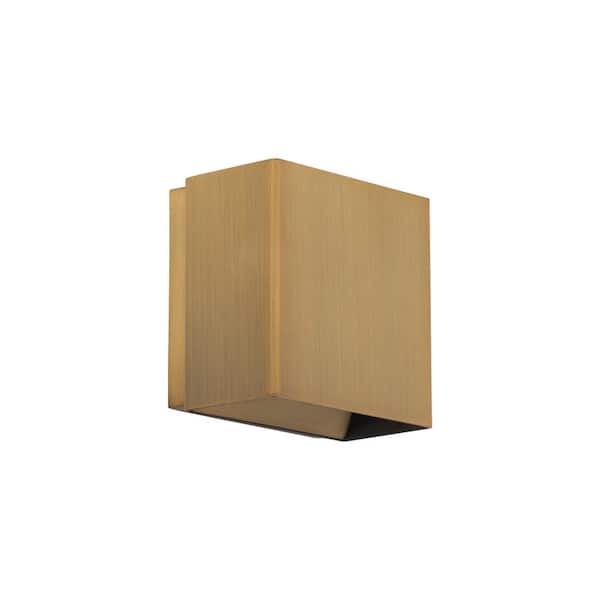 WAC Lighting Boxi 5 in. 2-Light Aged Brass LED Wall Sconce with Selectable CCT