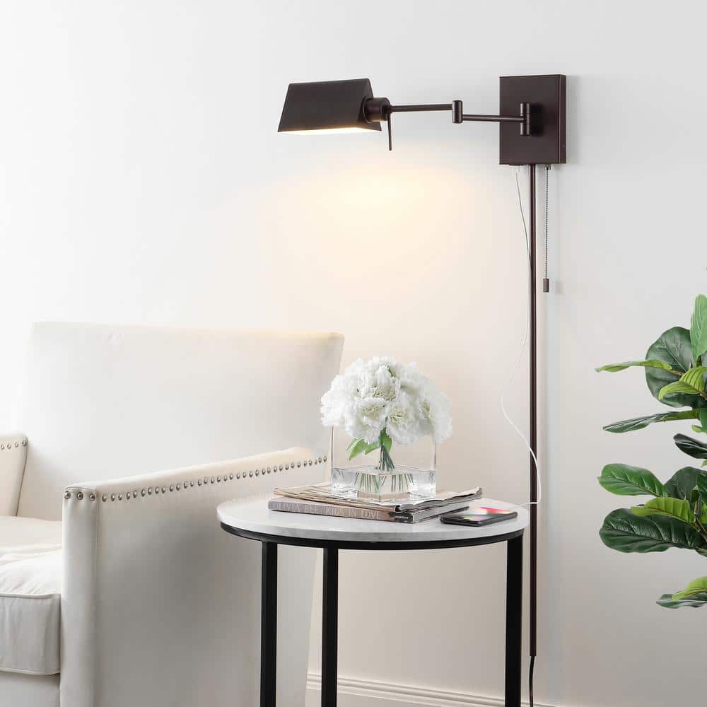 Arlo Oil Rubbed Bronze Swing Arm Wall Sconce with USB Charging Port
