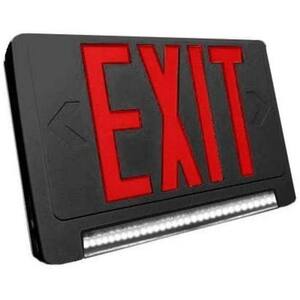 60-Watt Equivalent White Integrated LED Red Edglite Exit Sign with Battery Backup and Black Casing