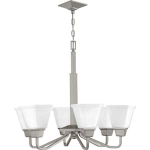 Clifton Heights Collection 6-Light Brushed Nickel Etched Glass Craftsman Chandelier Light