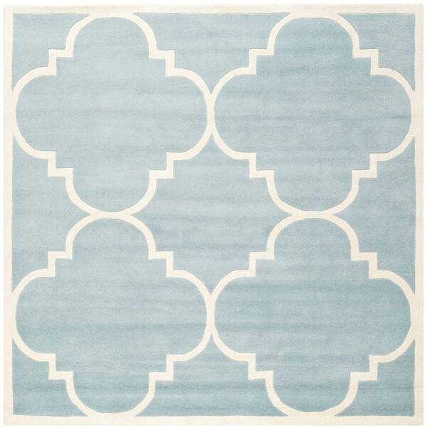SAFAVIEH Chatham Blue/Ivory 7 ft. x 7 ft. Square Area Rug CHT730B-7SQ ...