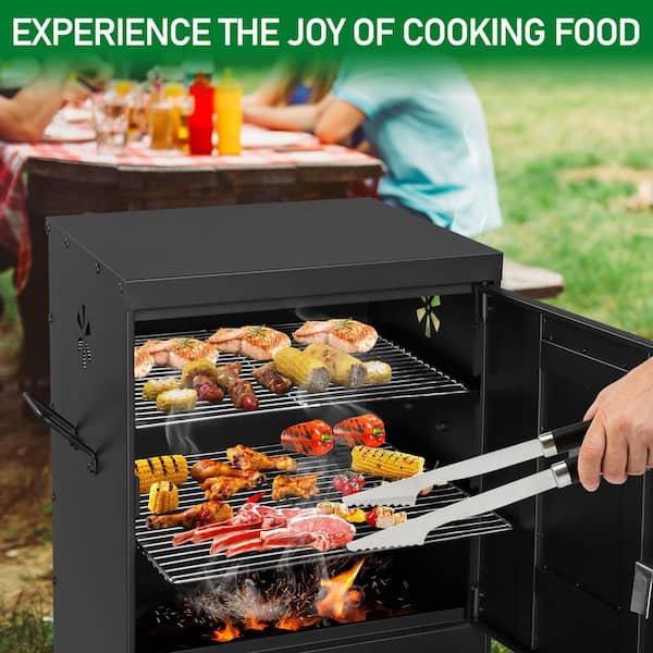 Karl home Vertical Charcoal Smoker in Black with Double Doors
