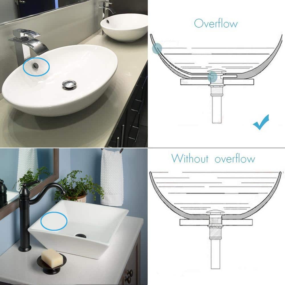 Matte Black and White Rectangular Ceramic Vessel Sink