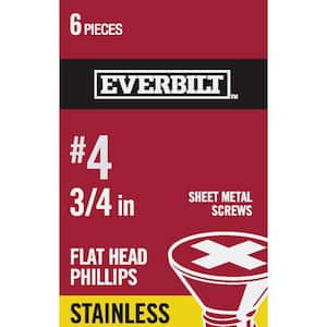 #4 x 3/4 in. Phillips Flat Head Stainless Steel Sheet Metal Screw (6-Pack)