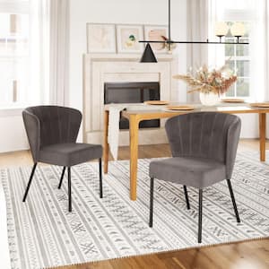 Aimee Gray Velvet Dining Chair Set - (Set of 2)