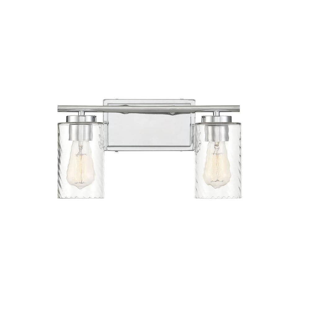 15 in. W x 8.26 in. H 2-Light Chrome Bathroom Vanity Light with Clear Cylinder Glass Shades price history on PriceWatchPro