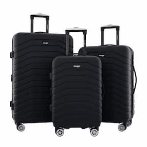 Wrangler 3-Piece Black Roll Hard Side Luggage Set with 360° 8-Wheel System