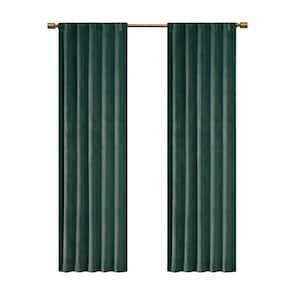 Garett Green Polyester 37 in. W x 84 in. L Room Darkening Curtain Rod Pocket/Back Tab Window Panel Pair (Double Panels)