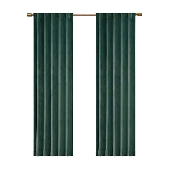 510 Design Garett Green Polyester 37 in. W x 84 in. L Room Darkening Curtain Rod Pocket/Back Tab Window Panel Pair (Double Panels)
