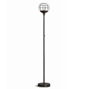 Metro 71 in. Dark Bronze LED Dimmable Torchiere Floor Lamp with Dark Bronze Wire Shade
