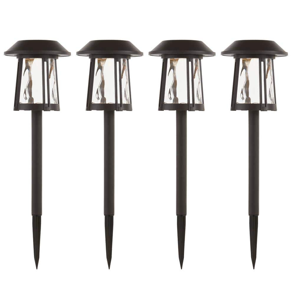 Weston 10 Lumens Bronze LED Weather Resistant Outdoor Solar Path Light with Water Lens (4-Pack) -  Hampton Bay, 32301-W61-4pk