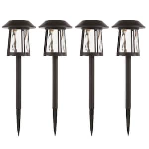 Weston 10 Lumens Bronze LED Weather Resistant Outdoor Solar Path Light with Water Lens (4-Pack)
