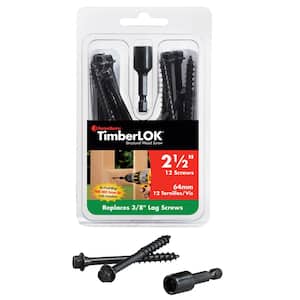 TimberLok 3/16 in. x 2-1/2 in. External Hex Drive, Hex Head Coarse Black Steel Wood Screws (12-Pack)