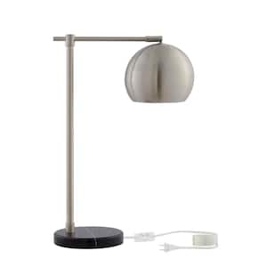22 in. Gray Modern Integrated LED Bedside Table Lamp with Gray Metal Shade