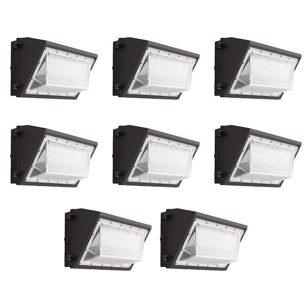 AIKVSXER 8-Pack 1100-Watt Equivalent 25600LM Outdoor Integrated LED Wall Pack Light with Dusk to Dawn Photocell, 6000K Fixture