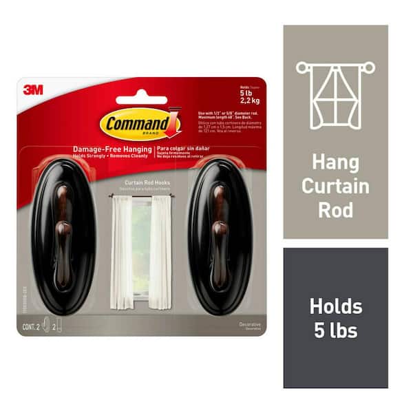 2pk Command Curtain Rod Hooks Oil Rubbed Bronze 2 ct