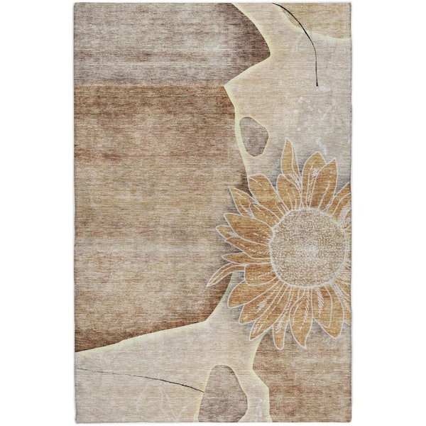 Dream Shag Premium Machine Washable Abstract ADS700 Brown 3 ft. x 5 ft. Area Rug