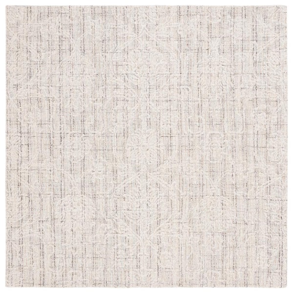SAFAVIEH Ebony Gray/Ivory 6 ft. x 6 ft. Botanical Square Area Rug