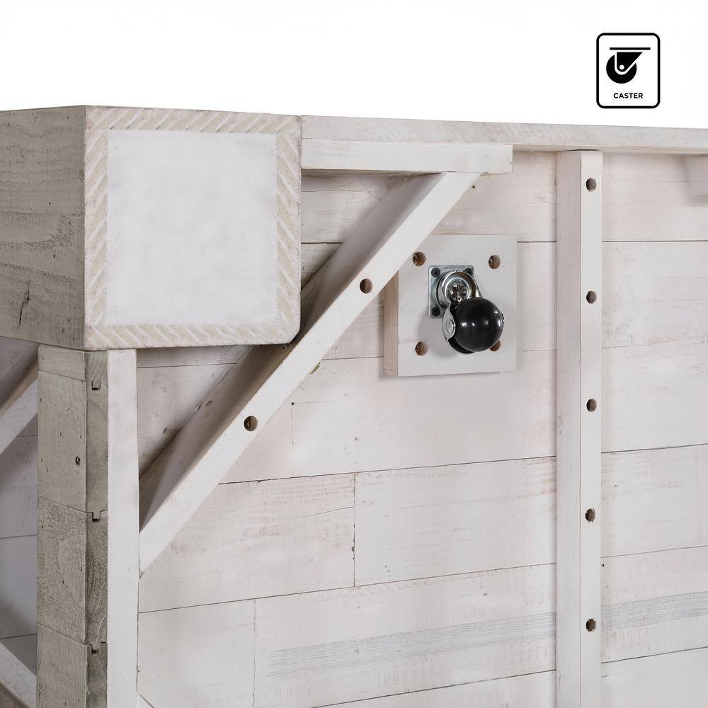 Distressed Gray Reclaimed Pine Rectangular Coffee Table with Shelf