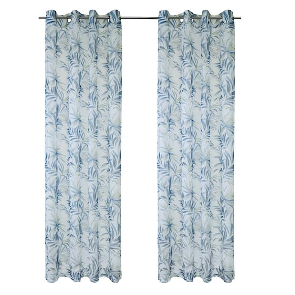 Unbranded Antigua 54 in. W x 96 in. L Sheer Grommet Indoor/Outdoor Curtain Panel in Blue