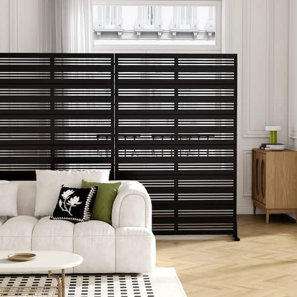 72 in. x 47 in. Outdoor Black Metal Privacy Screen Garden Fence