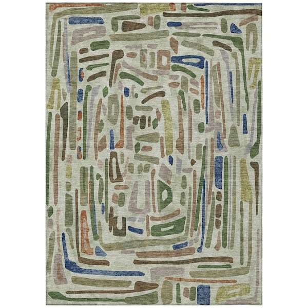 Chantille Machine Washable Indoor/Outdoor Abstract ACN2432 Aloe 8 ft. x 10 ft. Area Rug
