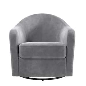 Light Gray Velvet Gentle Swivel Curved Accent Chair